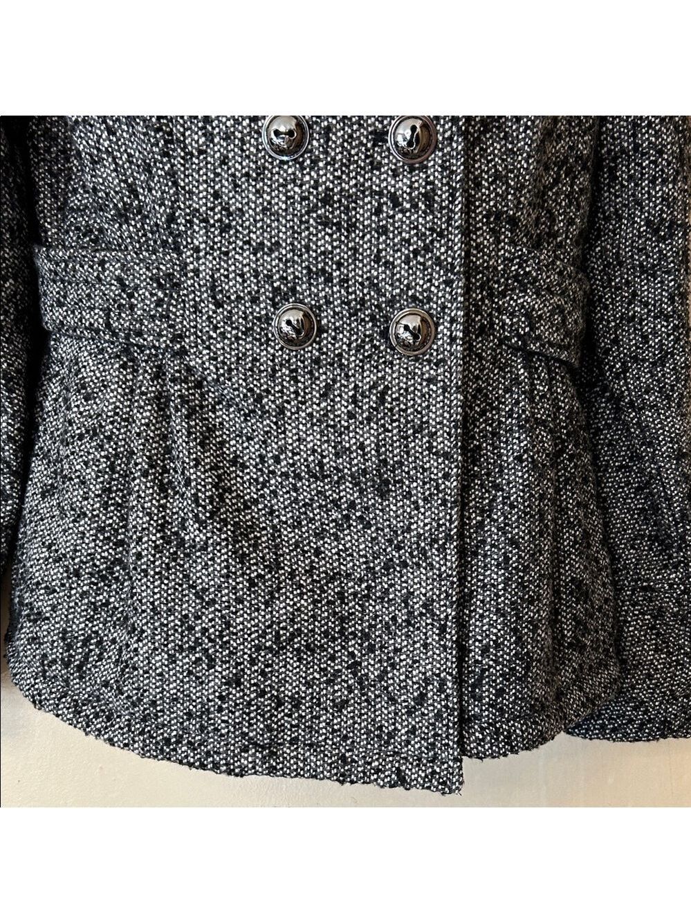 Pink Envelope Black and WhiteTweed Pea Coat size M - Picture 3 of 12